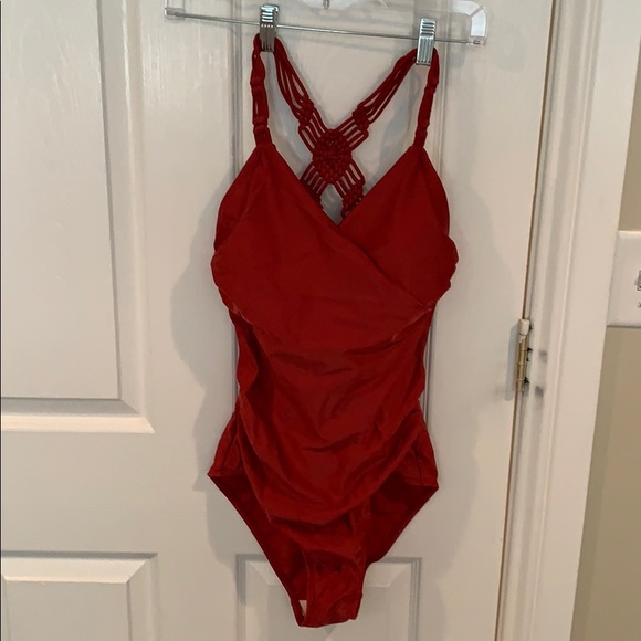 Merona Other - Red Rouching Wrap Swimsuit